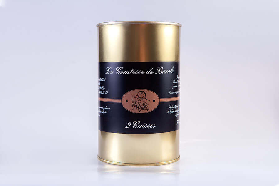 Boîte de 2 cuisses - confit de canard de La Comtesse de Barole, producteur de foies gras des Landes.