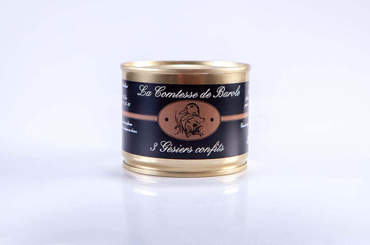 Boîte de 3 gésiers confits de canard de La Comtesse de Barole, producteur de foies gras des Landes.