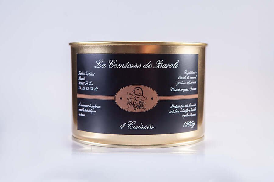 Boîte de 3 cuisses - confit de canard de La Comtesse de Barole, producteur de foies gras des Landes.