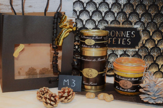 Coffret cadeau : foie gras, confit et vin blanc - La Comtesse de Barole