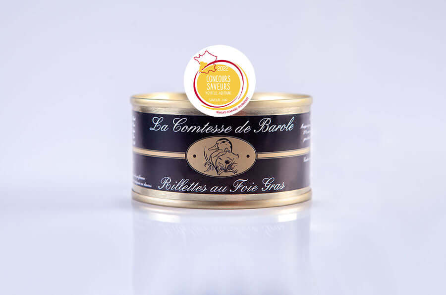 Rillettes au foie gras de canard - Médaille d'Or Saveurs Nouvelle Aquitaine - boîte 120g